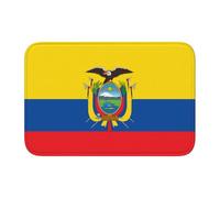 Alfombrilla de suelo con borde de bloqueo de 40 x 60 pulgadas, imagen de la bandera de Ecuador antideslizante, parte inferior moldeada por goteo, ideal fácil de limpiar y resistente a la decoloración