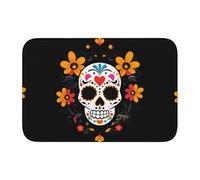 Alfombrilla de suelo con borde de bloqueo de 40 x 60 pulgadas, impresión WHJSHOP Day of the Dead, parte inferior antideslizante moldeada por goteo, ideal fácil de limpiar y resistente a la