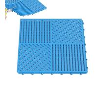 Alfombrilla de suelo entrelazada, 2 x 12 - 0,4 pulgadas, baldosas de drenaje antideslizantes, placas de suelo modulares azules, protección para zonas húmedas para cubierta de piscina, ducha, baño