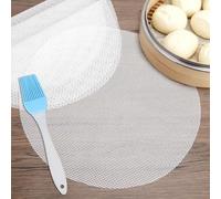 Alfombrilla de Vapor de Silicona 28 cm - Tapis Antiadherente Reutilizable, Perfecto para Dim Sum, Dumplings, Brioches y Más - Incluye una Práctica Cepillo de Silicona para Cocina