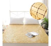 Alfombrilla de verano de bambú transpirable de doble cara para cama de ratán, para el hogar, dormitorio, estudiante, tamaño individual y matrimonial, manta de enfriamiento de bambú plegable para un