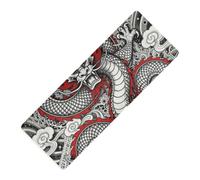 Alfombrilla de yoga con estampado de dragón chino con símbolo de poder y 1 mm de grosor para el hogar, antideslizante, con bolsa de yoga, tapete para ejercicio, 180 x 66 cm