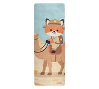 Alfombrilla de yoga lavable con diseño de zorro rojo y camello para hombre, con dibujos animados, antideslizante, antideslizante, agarre antideslizante con bolsa, tapete para ejercicio, 180 x 66 cm