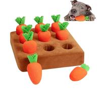 Alfombrilla de zanahoria de 20 cm para perros, juguetes de zanahoria para perros con 9 zanahorias de felpa, entrenamiento de olfateo, alivio del estrés, escondite y busca juguete para perros para