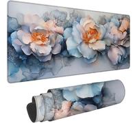 Alfombrilla Escritorio 800 x 400 x 3mm Alfombrilla Ratón XXL Gris Mouse Pad, Superficie Impermeable, Bordes Cosidos, Base Antideslizante de Caucho, Mejora la Precisión y Velocidad, Flor Patrón xn-384