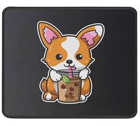 Alfombrilla Escritorio Anime de té de Burbujas con Lindo Perro Gaming | Tapete 10x12in Duradero Alfombrilla Gaming Impermeable Tapete escritorio para PC Accesorio