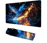 Alfombrilla Escritorio Azul Alfombrilla Ratón XXL 1000x500x3mm Phoenix Mousepad, Tapete Escritorio con Bordes Cosidos, Mouse Pad Gaming, Base Antideslizante, para PC Gaming, Gamer, Keyboard, f-173