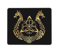 Alfombrilla Escritorio Barco Vikingo, Mitología Nórdica, Paganismo Nórdico, Runas Bordes Cosidos Alfombrilla De Ratón para Juegos Portátil Tapete Escritorio para Juegos Hogar Mac 10X12In