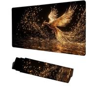 Alfombrilla Escritorio Dorado Alfombrilla Ratón XXL 600x300x3mm Phoenix Mousepad, Tapete Escritorio con Bordes Cosidos, Mouse Pad Gaming, Base Antideslizante, para PC Gaming, Gamer, Keyboard, f-159