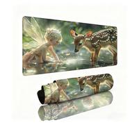 Alfombrilla Escritorio Elfos Alfombrilla Ratón Ciervo Tapete Escritorio 800x400x3mm, Almohadilla Raton Superficie Resistente a Salpicaduras, Desk Mat con Bordes Cosidos Materiales Duraderos 0B-828