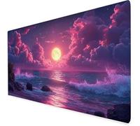 Alfombrilla Escritorio mar, Alfombrilla ratón Gaming Puesta de Sol, Protector Escritorio con Base De Goma Antideslizante, Impermeable Mousepad para Aprender, Navidad 500x250x3mm A125