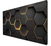 Alfombrilla Escritorio Negro, Alfombrilla ratón Gaming Geometría, Protector Escritorio con Base De Goma Antideslizante, Impermeable Mousepad para Aprender, Navidad 800x300x3mm A284