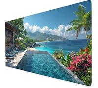 Alfombrilla Escritorio Paisaje, Alfombrilla ratón Gaming mar, Protector Escritorio con Base De Goma Antideslizante, Impermeable Mousepad para Aprender O Juegos, Navidad 500x250x3mm A218