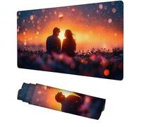 Alfombrilla Escritorio Pareja Alfombrilla Ratón XXL 800x400x3mm Atardecer Mousepad, Tapete Escritorio con Bordes Cosidos, Mouse Pad Gaming, Base Antideslizante, para PC Gaming, Gamer, Keyboard, f-359