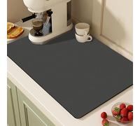 Alfombrilla escurreplatos 60x40 cm de silicona, bayeta escurreplatos antideslizante, alfombrilla cafetera absorbente, bandeja escurreplatos para cocina, protector encimera cocina gris oscuro