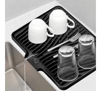 Alfombrilla Escurreplatos Con Desagüe - 50 x 40 cm, Alfombrilla De Silicona Para Platos, Sin BPA, Antideslizante Y Resistente Al Calor, Tapete Escurreplatos Para Fregadero (Negro, 50_x_40 cm)