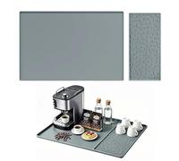 Alfombrilla Escurreplatos de Silicona, 2 en 1 Alfombrilla Cafetera 60 x 40 cm, Antideslizante Resistente al Calor, con Bandeja Recogegotas Extraíble y Bordes Elevados, para Cafeteras, Escurreplatos
