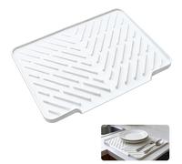 Alfombrilla Escurreplatos de Silicona (40x31cm), Tapete de Secado con Drenaje Automático e Inclinado, Bandeja Escurridora Resistente al Calor y Antideslizante para Encimera Cocina (Blanco Crema)