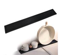 Alfombrilla Escurreplatos Estrecho, Antideslizante Tapete de Bar, Alargado Alfombrilla Escurridor de Silicona para Vasos, Botellas y Tabla de Cortar (60 x 8 x 1 cm, Negro)