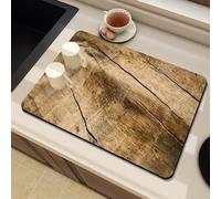 Alfombrilla Escurreplatos Grano Madera Marrón Alfombrilla para Máquina De Café,Fast Drying Mat Tapete Cocina Lavable, Súper Absorbente, Adecuado para Baño, Cocina, Cafetera, Escurreplatos