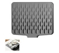 Alfombrilla escurreplatos silicona resistente al calor 40 x 32 Alfombrillas para Secar Platos con Drenar Inclinada alfombrilla escurreplatos Plegar Antideslizante, Gris