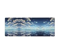 Alfombrilla extragrande para teclado y mouse, 12 x 31.5 pulgadas, para computadora, consola, oficina, juegos, estudio, nubes blancas sobre el mar