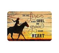 Alfombrilla Fácil Limpieza Alfombra De Piso Montar A Caballo Ella Tiene Fuego En Su Alma Y Gracia En Su Corazón. Antibacterianas Alfombra Interior De Bienvenida para Pasillo 40X60Cm