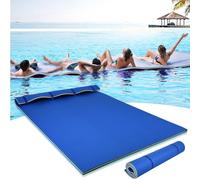 Alfombrilla flotante de agua, almohadilla de lirio, espuma XPE, 3 capas resistente al desgarro, balsas flotantes enrollables para piscina, lago, océano, barco, azul, 4,5 x 1,5 x 3,3 cm