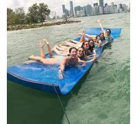 Alfombrilla flotante de agua, almohadillas de lirio, espuma XPE de 3 capas resistente al desgarro, balsas flotantes enrollables para piscina, lago, océano, azul, 9 pies x 1.4 m x 3.3 cm