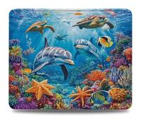 Alfombrilla Gaming 290 x 240 x 3 mm Alfombrilla Ratón con Base Antideslizante, Bordes Acolchados, Accesorios Gaming para Ratón con Cable o Inalámbrico PC/Mac, Gamers, Delfín Sea turtle marina 0d-237