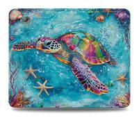 Alfombrilla Gaming 320 x 260 x 3 mm Alfombrilla Ratón con Base Antideslizante, Bordes Acolchados, Multifuncional Accesorios Gaming para Ratón con Cable o Inalámbrico, Sea Turtle Marina Azul 0d-210