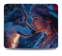 Alfombrilla Gaming 320 x 260 x 3 mm Alfombrilla Ratón con Base Antideslizante, Bordes Acolchados, Multifuncional y Duradera, Accesorios Gaming para Ratón con Cable o Inalámbrico, Lobo Chica 0d-626