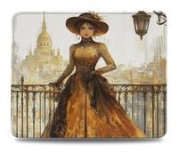 Alfombrilla Gaming 320 x 260 x 3 mm Alfombrilla Ratón con Base Antideslizante, Bordes Acolchados, Multifuncional y Duradera, Accesorios Gaming para Ratón con Cable o Inalámbrico, Mujer Retro 0d-842