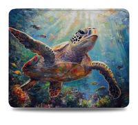 Alfombrilla Gaming 320 x 260 x 3 mm Alfombrilla Ratón con Base Antideslizante, Bordes Acolchados, Multifuncional Accesorios Gaming para Ratón con Cable o Inalámbrico, Sea Turtle Marina Fish 0d-213
