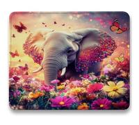 Alfombrilla Gaming 420 x 350 mm, Alfombrilla Ratón con Base Antideslizante, Mejora la Precisión y la Velocidad, Mariposa Mousepad Impermeable y Antideslizante, para PC, Hogar, Juegos Elefante c0-395
