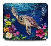 Alfombrilla Gaming 420 x 350 x 3mm Alfombrilla Ratón con Base Antideslizante, Bordes Acolchados, Multifuncional Accesorios Gaming para Ratón con Cable o Inalámbrico, Azul Sea Turtle Marina 0d-573