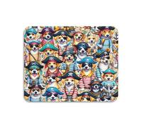 Alfombrilla Gaming Lindos Perros Piratas Impermeable Alfombrilla De Ratón Moderno Protector De Escritorio para Oficina Portátil Hogar 10X12In