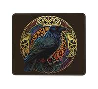 Alfombrilla Gaming Martillo Vikingo Mjolnir con El Crow De Odín Moderno Alfombrilla Ratón Suave Protector De Escritorio para Mac Pc Accesorio 10X12In