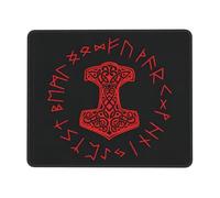 Alfombrilla Gaming Símbolo Vikingo De La Rueda Rúnica Mjolnir De La Mitología Nórdica Moderno Alfombrilla De Ratón Antideslizante Tapete Escritorio para Portátil Ordenador Accesorio 10X12In