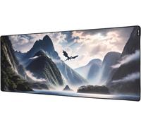 Alfombrilla gaming XXL 900 x 400 mm con bordes cosidos Dragon