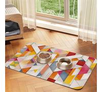 Alfombrilla geométrica de alimentación para gatos y perros, bandeja de colocación impermeable de silicona para evitar derrames de alimentos y desorden de agua en el suelo