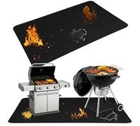 Alfombrilla Grande para Debajo de la Parrilla para Barbacoas al Aire Libre, Alfombrilla Ignífuga de Doble Cara, Protector para Barbacoa Resistente al Aceite para Terrazas,100x165 cm