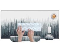 Alfombrilla grande para mouse y teclado, reposamuñecas, bosques, árboles, alfombrilla de escritorio para juegos con soporte de muñeca, alfombrilla ergonómica de espuma viscoelástica XXL para