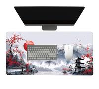 Alfombrilla Grande para Teclado - Funda Decorativa para Mesa, Superficie Antideslizante para ratón | Textura de Tela Impermeable, Tema de paisajes culturales orientales, Protector Suave y Duradero