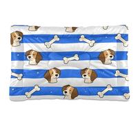 Alfombrilla lavable para cama de perro a rayas azules y blancas, antideslizante, suave, cómoda, para perros grandes, jumbo, medianos y pequeños, 36 x 24 pulgadas