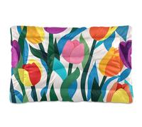 Alfombrilla lavable para cama de perro con flores coloridas, suave, antideslizante, para perros grandes, jumbo, medianos y pequeños, 36 x 24 pulgadas