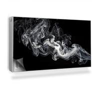 Alfombrilla Magnética 110x60 cm para Radiador Fácil Instalación Magnético Panel Decorativo Protección contra el Polvo y Daños - Un sinuoso Rastro de Humo Blanco, Fondo Negro