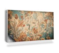 Alfombrilla Magnética 110x60 cm para Radiador Protección contra el Polvo y Daños Fácil Instalación Magnético Panel Decorativo - Patrón sin Fisuras de Papel Tapiz Antiguo, Estilo Vintage, Plantas