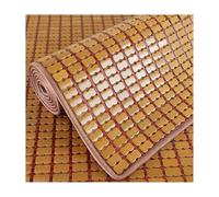 Alfombrilla Mahjong de bambú de superficie lisa, plegable, de enfriamiento rápido, doble acanalado y líneas dobles para suelo de dormitorio, color caqui, 50 x 1,5 m, perfecta para noches de juegos y