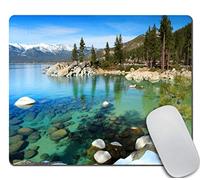 Alfombrilla Paisajes Estadounidenses Junto Al Lago Tahoe: Montañas con Rocas Nevadas En El Lago California 25X30Cm Antideslizante Alfombrilla Raton Bordes Cosidos Tappetino per Mouse para Juego